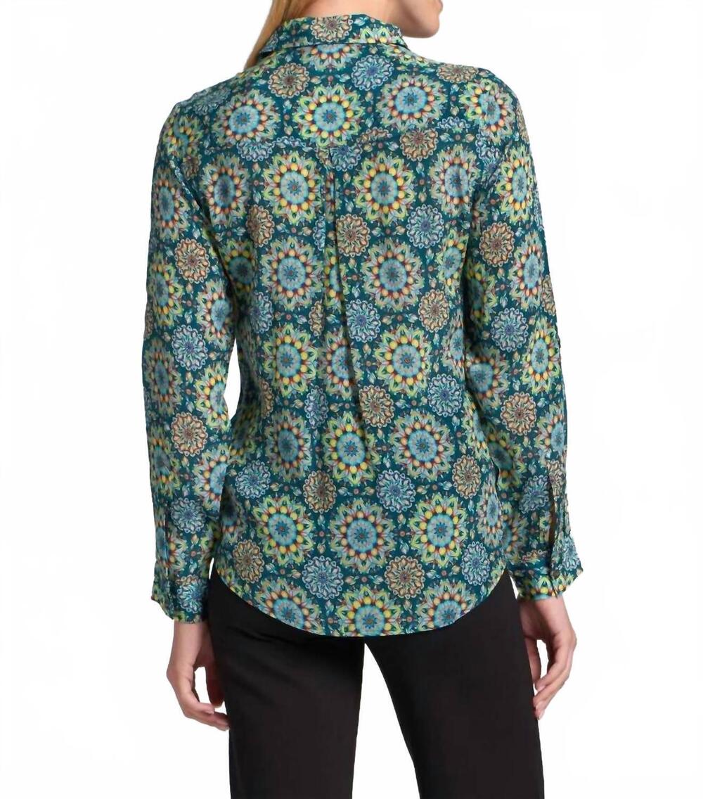 NEW APNY button-up blouse with roll-up sleeves in green - Picture 6 of 6